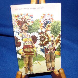 Vintage Full Color Shawnee Indian War Dance Postcard - Unused - Linen - Divided